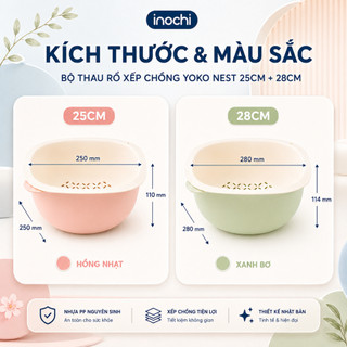 Bộ thau rổ xếp chồng Yoko Nest – 25cm & 28cm đa năng – Thiết kế thông minh, tiện lợi cho bếp