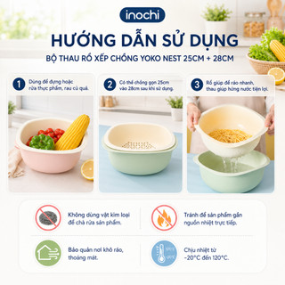 Bộ thau rổ xếp chồng Yoko Nest – 25cm & 28cm đa năng – Thiết kế thông minh, tiện lợi cho bếp