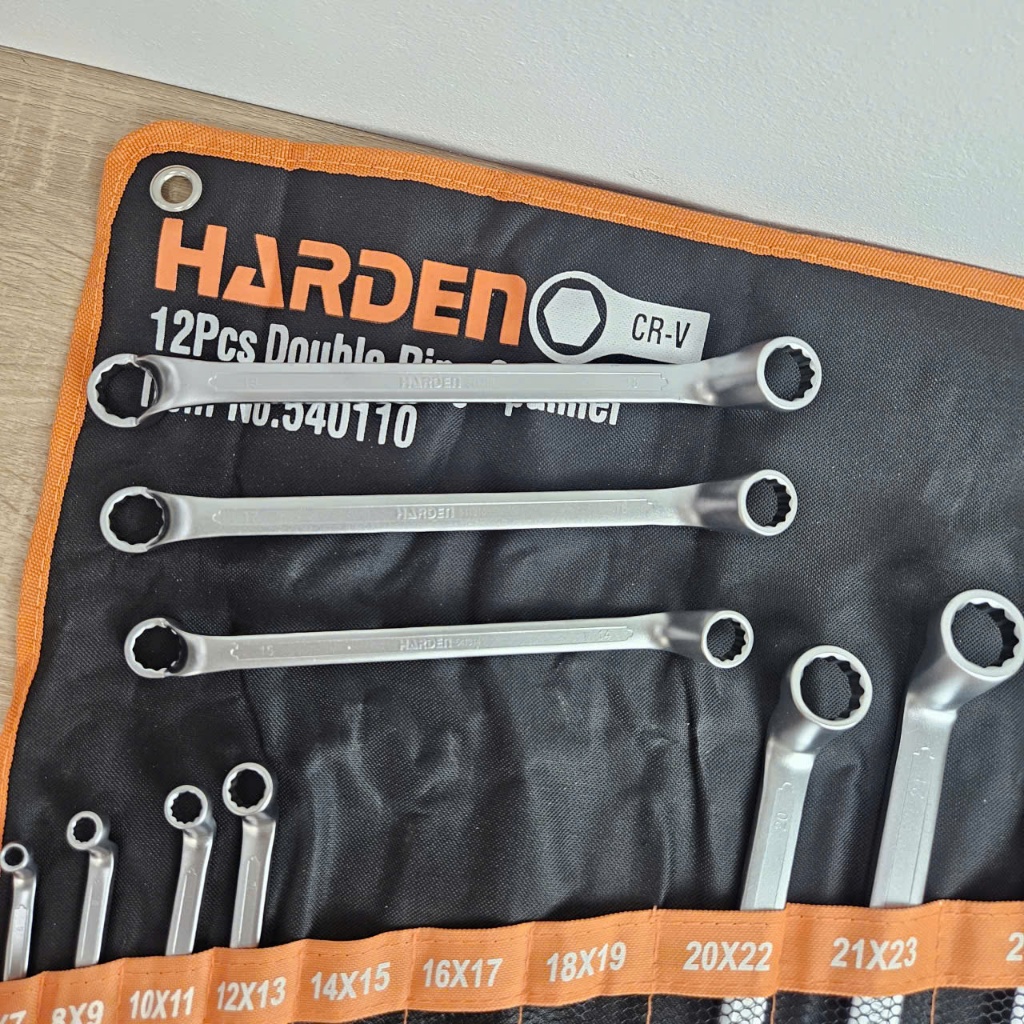 Bộ Cờ Lê 2 Đầu Tròng 12 Chi Tiết 6-32mm 540110 Harden, Cờ Lê Vòng 2 Đầu Thép CR-V Chính Hãng