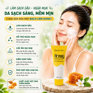 [CHÍNH HÃNG] Sữa rửa mặt ngừa mụn Bạch Liên Honey chiết xuất mật ong 50g