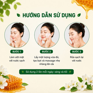 [CHÍNH HÃNG] Sữa rửa mặt ngừa mụn Bạch Liên Honey chiết xuất mật ong 50g