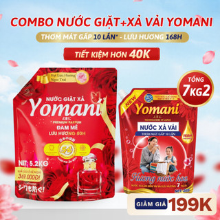 Combo Nước Giặt Xả YOMANI Hương Nước Hoa, Lưu Hương Lâu, Mềm Vải, Giặt Sạch Sâu, Tiết Kiệm, An Toàn