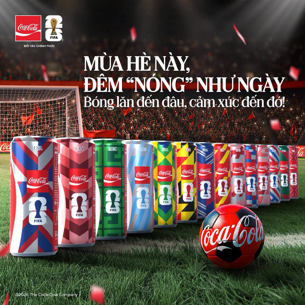 Bộ sưu tập 14 lon Coca-Cola World Cup 2026 các đội tuyển – hàng sưu tầm, chưa khui