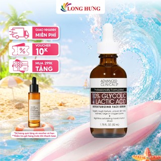 Tế bào chết hóa học Advanced Clinicals 10% Glycolic + Lactic Acid Serum (52ml)
