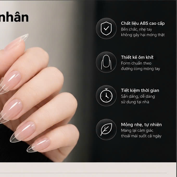 ROUNI Móng úp Hạnh Nhân Trong Suốt 12 Kích Cỡ 330pcs Dành Cho Nail Salon