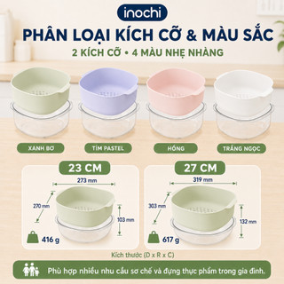 Bộ thau rổ vuông Inochi - Yoko, hai lớp đựng trái cây, rau củ siêu xinh, chất lượng cao cấp