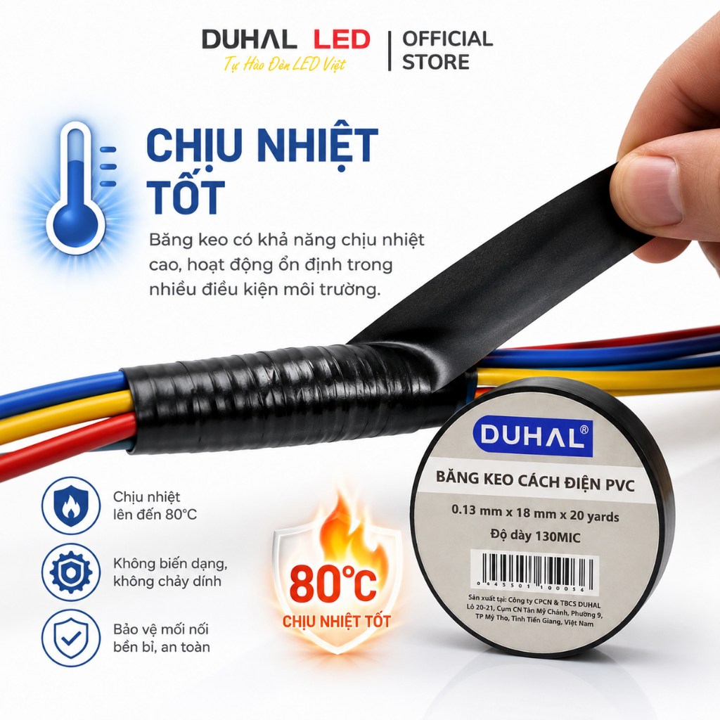 Combo 10 Cuộn Băng Keo Điện DUHAL S5K202 (20y) Cách điện
