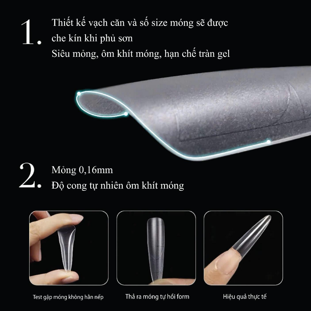 ROUNI Móng úp 6 trong 1 Trong Suốt 240pcs Dành Cho Nail Salon