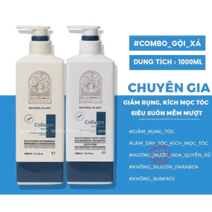 Cặp dầu gội xả Collagen Vinge 1000ml giảm tóc xơ rối, dưỡng tóc chắc khỏe, phục hồi hư tổn tại nhà