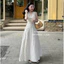 MIU.STUDIO• Đầm sát nách chấm bi cổ V phối viền ren cao cấp,Váy maxi chấm bi vintage thiết kế xoắn ngực nhún eo tôn dáng