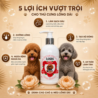 Sữa Tắm Xả Cho Chó Mèo 2in1 Louis POODLE MẪU ĐƠN 3-500ml, Sữa Tắm Kiêm Dầu Xả Chó Mèo Thú Cưng