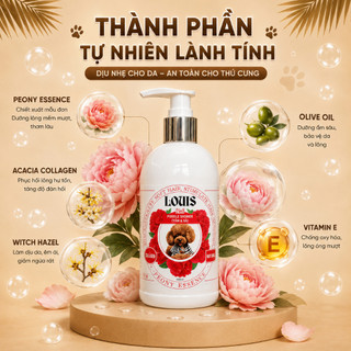 Sữa Tắm Xả Cho Chó Mèo 2in1 Louis POODLE MẪU ĐƠN 3-500ml, Sữa Tắm Kiêm Dầu Xả Chó Mèo Thú Cưng