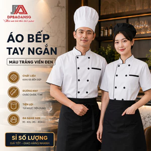 Áo Bếp Ngắn Tay Màu Đen, Màu Trắng Cho Nhân Viên Đầu Bếp Nhà Hàng Nam Và Nữ