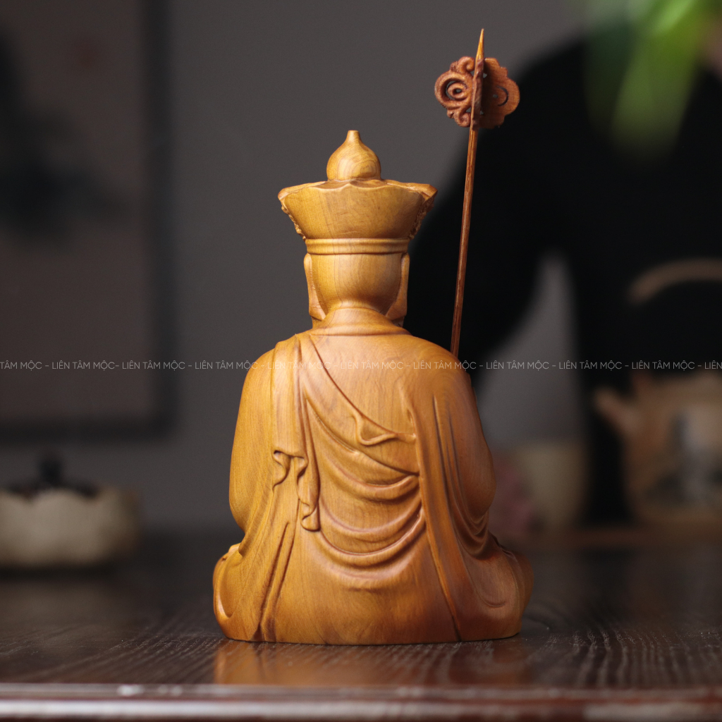 Tượng Địa Tạng Vương Bồ Tát, Gỗ Bách Xanh Thơm Tự Nhiên - Tượng Phật Thờ Cúng Tại Gia, Mỹ Nghệ Phong Thủy Trừ Tà Bình An