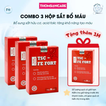 [COMBO 3 TẶNG 1] Viên sắt bổ máu TSC Fe Fort bổ máu cho bà bầu và cả nhà dễ hấp thu, không gây táo bón