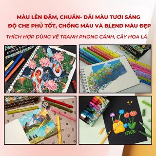 [Global Art x LÊ BẢO CHÂU] Màu Acrylic Marker Ngòi Brush Cao Cấp Dải Màu Tươi Sáng, Blend và Chồng Màu Dễ Dàng M70031