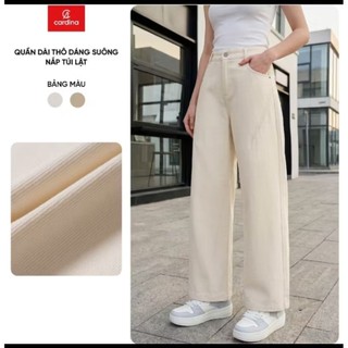 6QJT04 Quần jean nữ CARDINA dáng suông túi ốp trang trí 6QJT04