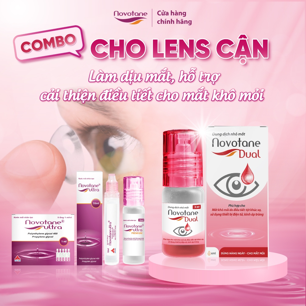 [Combo lens cận] Bộ nhỏ mắt Novotane làm dịu mắt, hỗ trợ cải thiện điều tiết cho người khô mắt, mỏi mắt khi đeo lens
