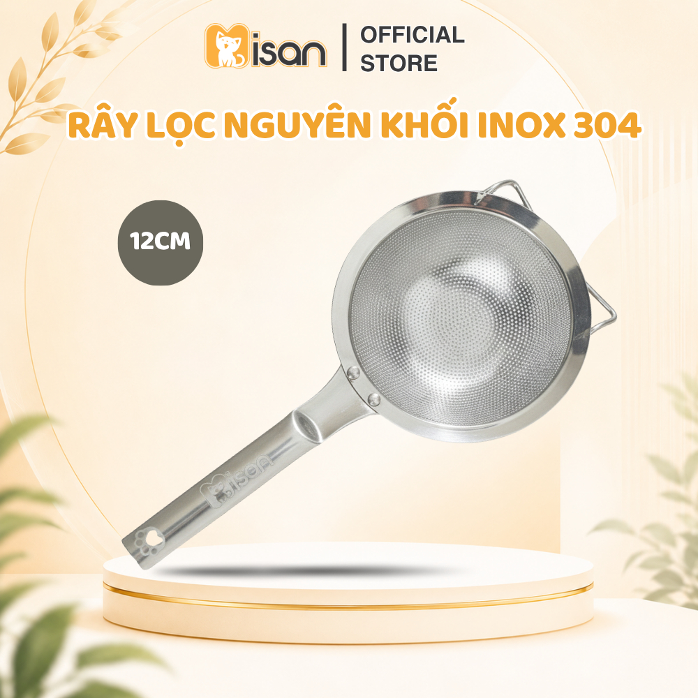 Rây lọc ăn dặm nguyên khối cho bé MISAN inox 304 size 12cm, dụng cụ nghiền rây cháo rau củ quả siêu mịn