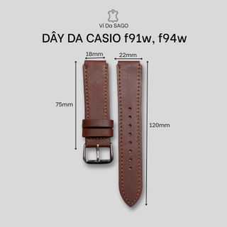 Dây Da Bò Thật Cho CASIO F91W F94W, Khoá Kim, Nhiều Màu_ Ví da SAGO