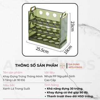 Khay Đựng Trứng 3 Khay Lật Lưu Trữ 30 Trứng APTLYFINDS Khay Đựng Trứng Tủ Lạnh Thông Minh