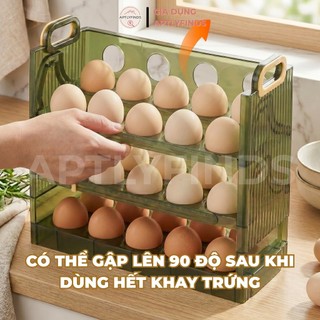 Khay Đựng Trứng 3 Khay Lật Lưu Trữ 30 Trứng APTLYFINDS Khay Đựng Trứng Tủ Lạnh Thông Minh