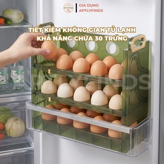 Khay Đựng Trứng 3 Khay Lật Lưu Trữ 30 Trứng APTLYFINDS Khay Đựng Trứng Tủ Lạnh Thông Minh