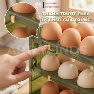 Khay Đựng Trứng 3 Khay Lật Lưu Trữ 30 Trứng APTLYFINDS Khay Đựng Trứng Tủ Lạnh Thông Minh