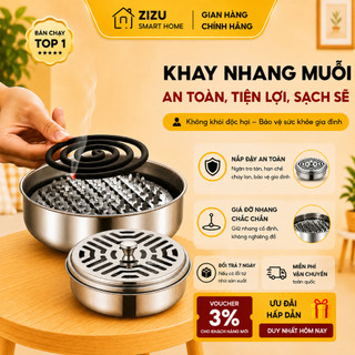 Khay Đốt Nhang Muỗi Inox Có Nắp Hộp Đựng Nhang Muỗi Kèm Giá Đỡ Chống Cháy Gọn Gàng Tiện Lợi