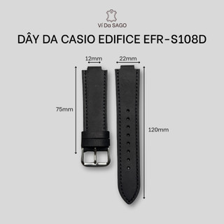 Dây Da Bò Thật Cho Đồng Hồ CASIO EDIFICE EFR-S108D,Khoá kim, Nhiều Màu _  Ví da SAGO