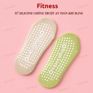 Tất Thể Thao Chống Trượt Fitness-Vớ Tập Yoga Chứa Hạt Silicon Chống Trượt Chất Liệu Cotton Thoáng Mát Phong Cách SaChảnh