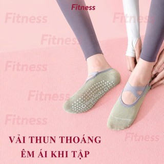 Tất Thể Thao Chống Trượt Fitness-Vớ Tập Yoga Chứa Hạt Silicon Chống Trượt Chất Liệu Cotton Thoáng Mát Phong Cách SaChảnh
