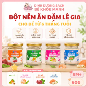 Bột Nêm Ăn Dặm Lê Gia Cho Bé Từ 6 Tháng Hũ Thủy Tinh 60g. Không Bổ Sung Muối. Nhiều Hương Vị