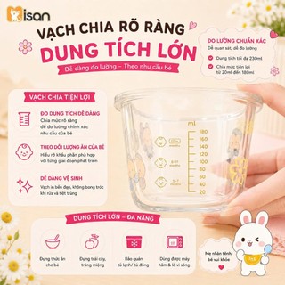 Hộp trữ đồ ăn dặm thủy tinh cho bé MISAN 180ml có vạch chia, hộp trữ đông thực phẩm chống tràn
