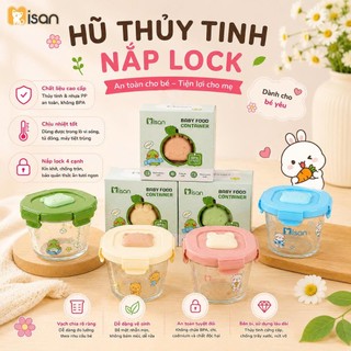 Hộp trữ đồ ăn dặm thủy tinh cho bé MISAN 180ml có vạch chia, hộp trữ đông thực phẩm chống tràn