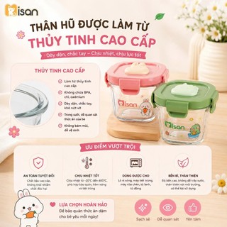 Hộp trữ đồ ăn dặm thủy tinh cho bé MISAN 180ml có vạch chia, hộp trữ đông thực phẩm chống tràn