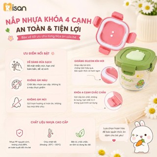 Hộp trữ đồ ăn dặm thủy tinh cho bé MISAN 180ml có vạch chia, hộp trữ đông thực phẩm chống tràn