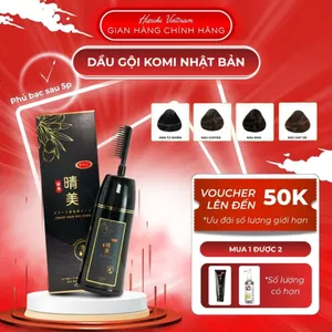 Dầu gội phủ bạc Komi Nhật Bản màu nâu hạt dẻ chai thiết kế lược thông mình giúp phủ bạc nhanh chóng chai 350ml