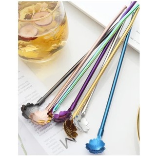 Combo Muỗng Ống Hút 2 in 1 Inox SUS 304 An Toàn Đa Năng 22x2.5cm Thích Hợp Trà Sữa Cà Phê Cocktail
