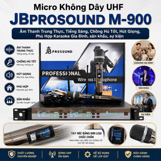 Micro Không Dây UHF JBprosound M-900, Âm Thanh Trung Thực, Tiếng Sáng, Chống Hú Tốt, Hút Giọng, Phù Hợp Karaoke Gia Đình