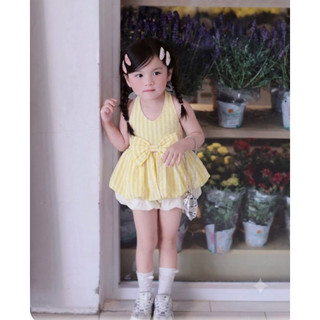 Set bộ bé gái, bộ áo yếm kẻ sọc kèm quần bí bé gái (10-30kg) thời trang hè dễ thương XUKA BABY - M10