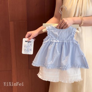 Set bộ bé gái, set áo sát nách dáng xòe kèm quần dài bé gái (10-30kg) phối bèo xinh xắn XUKA BABY - M6