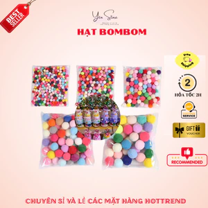 Hạt Bom Bom, Hạt Bông Mix Màu, Nhiều Kích Thước Dùng Trang Trí Cây Thông Giáng Sinh-YÊN STORE DIY