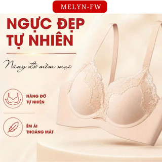 Áo lót áo ngực su đúc viền ren mút 2cm gom quả nâng ngực tự nhiên, áo lót ren nữ không gọng MELYN-FW 604