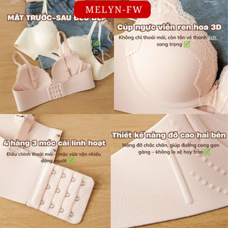 Áo lót áo ngực su đúc viền ren mút 2cm gom quả nâng ngực tự nhiên, áo lót ren nữ không gọng MELYN-FW 604