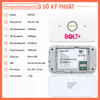 Bộ Phát WiFi 4G E5573S – Cắm SIM 4G LTE Tốc Độ 150Mbps – Pin 1500mAh – Kết Nối 10 Thiết Bị