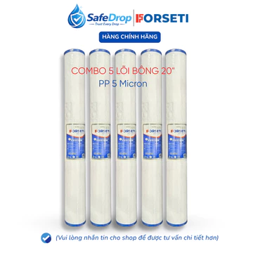 Combo 5 Lõi Bông PP 5 Micron 20 Inch Forseti Dùng Cho Cốc Lọc Đầu Nguồn 20 Inch