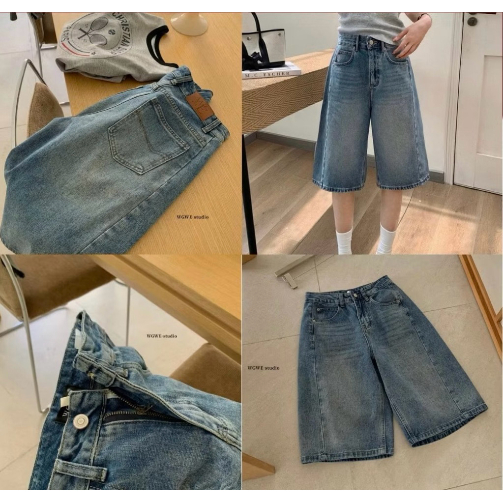 QUẦN BAGGY LỬNG JEAN NGỐ  XANH WGWE 9086