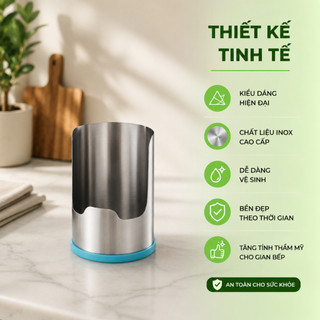 Giá Đỡ Dụng Cụ Nhà Bếp 6in1 Inox 304, Kệ Gác Nắp Nồi, Đũa Thìa Dao Kéo Chống Trượt