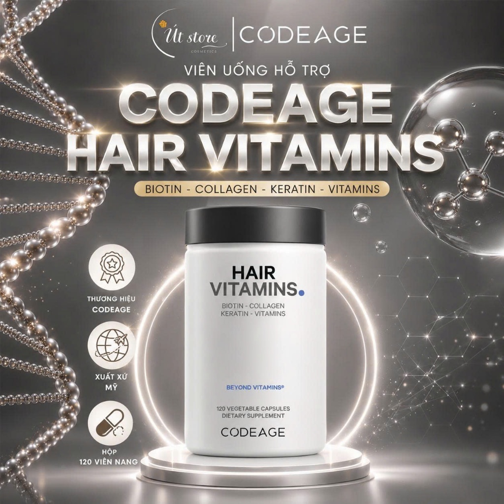Viên Uống Hỗ Trợ Mọc Tóc Codeage Hair Vitamins Mỹ Hộp 120 Viên